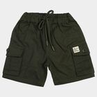 Boys Green Regular Fit Casual Bermuda Shorts, Dark Green, small