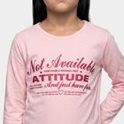 Girls Pink Round Neck Regular Top, गुलाबी, small