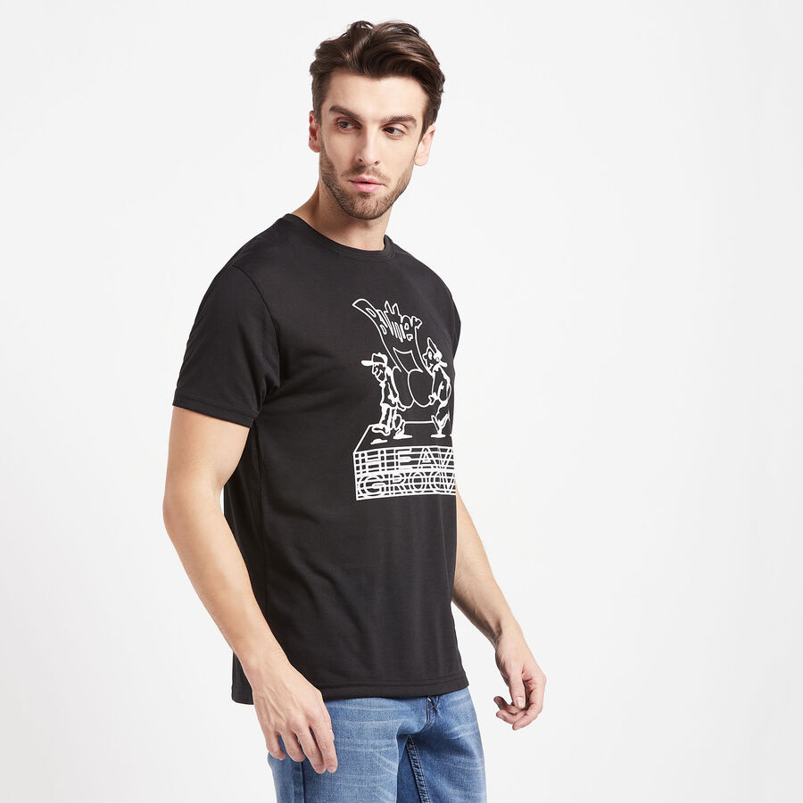 Round Neck T-Shirt, Black, large image number null