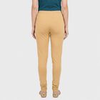 Women's Khaki Cotton Blend Elastic Waist Churidar, खाकी, small