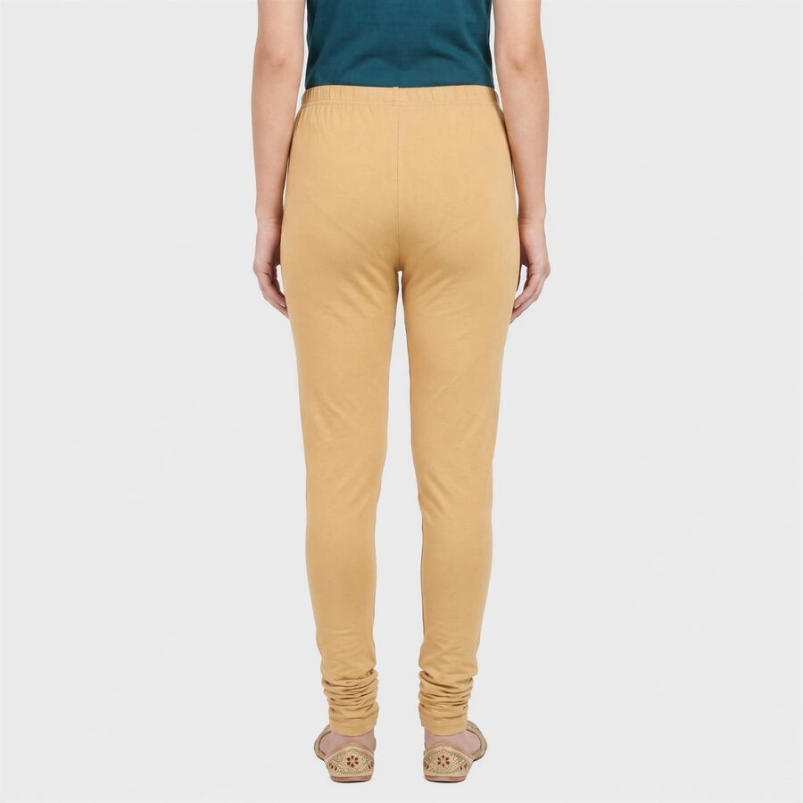 Women's Khaki Cotton Blend Elastic Waist Churidar, खाकी, large