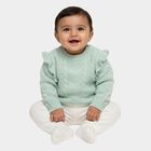 Infants' Light Mint Green Crew Neck Cable Knit Pullover, Light Green, small image number null
