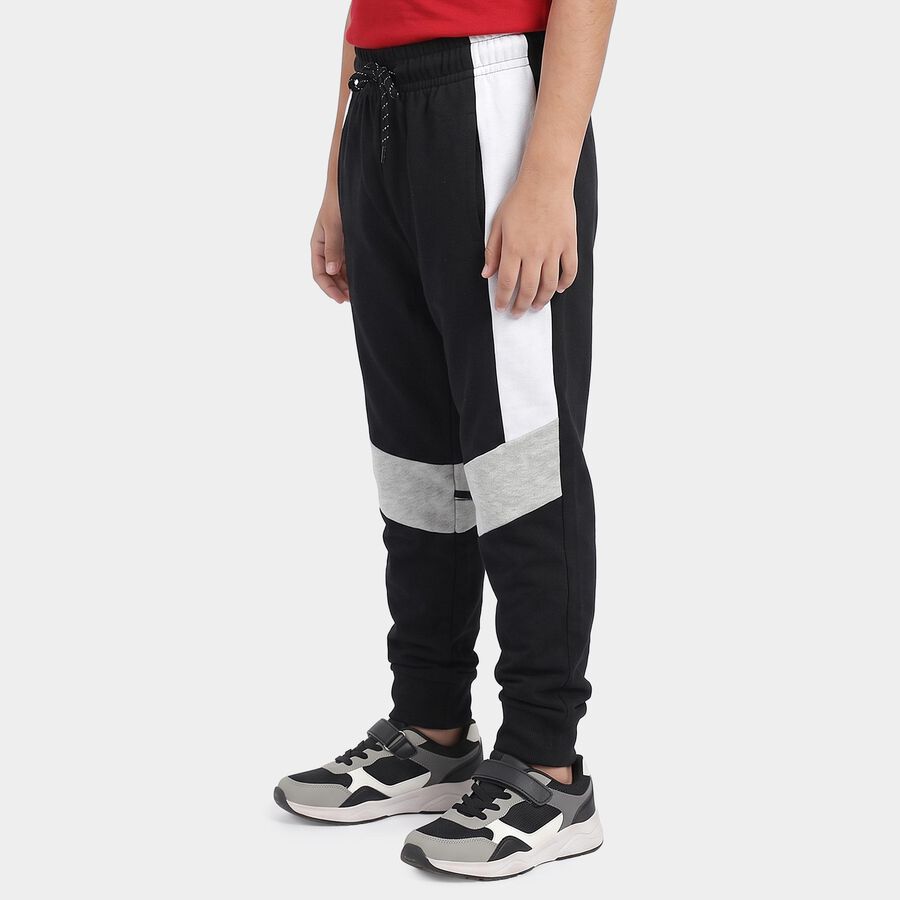 Boys' Black Colorblock Jogger Pyjama, काला, large