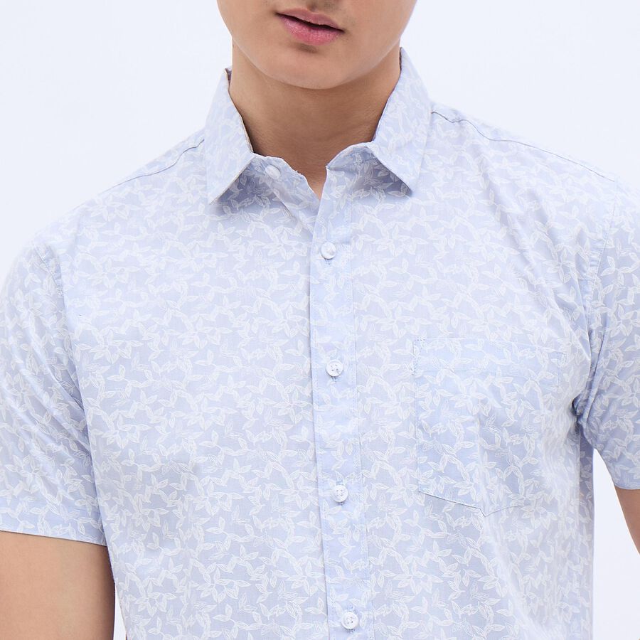 Men's Light Blue Cotton Regular Collar Casual Shirt, Light Blue, large image number null