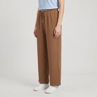 Women's Brown Wide Leg Drawstring Track Pants, Brown, small