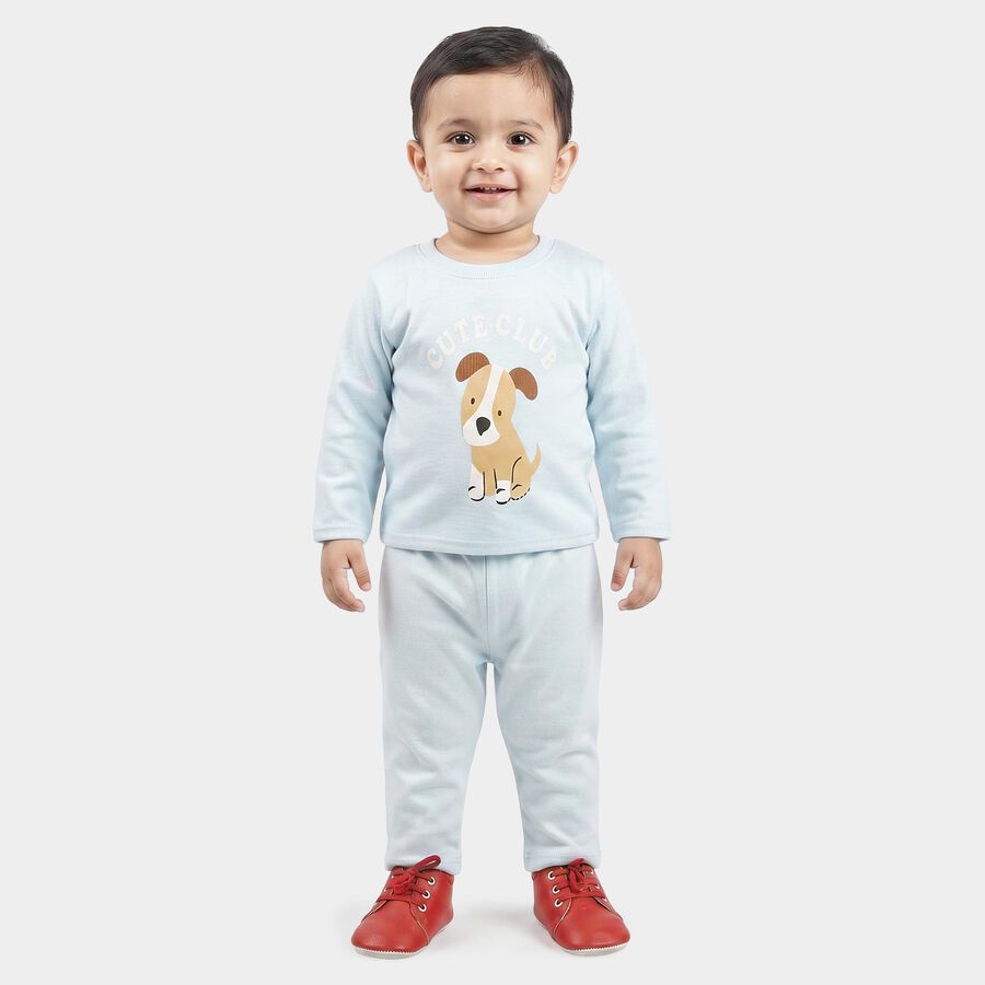 Infants' Light Blue Round Neck Graphic Print Baba Suit, Light Blue, large