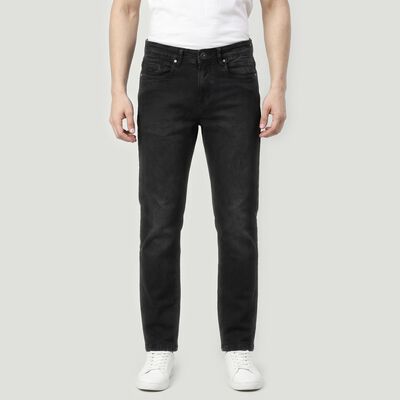 Men's Dark Grey Slim Fit Solid Jeans