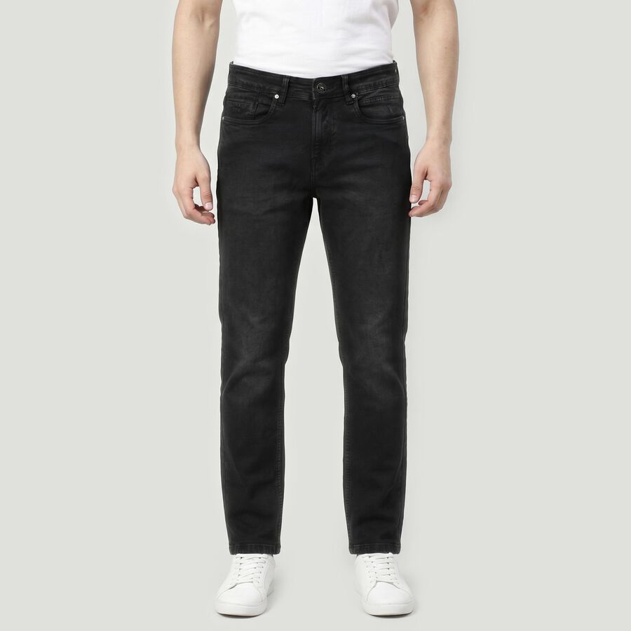 Men's Dark Grey Slim Fit Solid Jeans, गहरा ग्रे, large