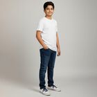 Boys Bright Snow White Round Neck Casual Half Sleeve T-Shirt, White, small image number null