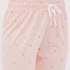 Women's Soft Pink Heart Print Elastic Waist Pyjama, Light Pink, small image number null