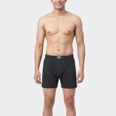 Men's Charcoal Regular Fit Branded Waistband Trunks