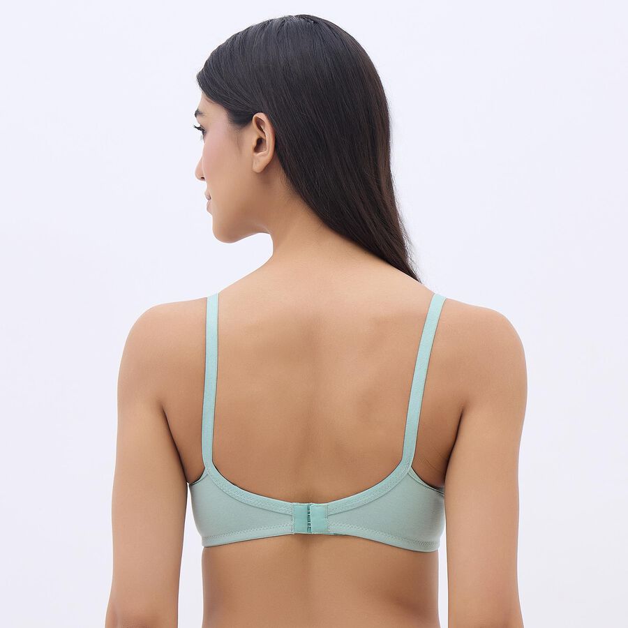 Women's Soft Mint Green Wire-Free Basic Bra, हल्का हरा, large image number null