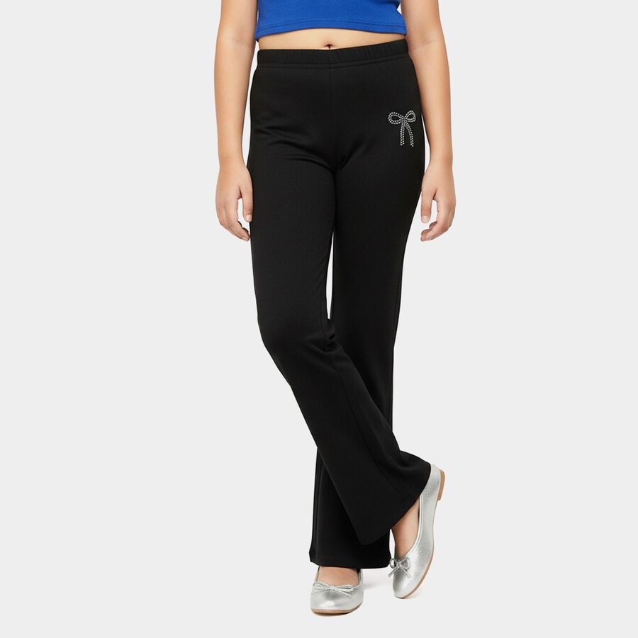 Girls' Black Regular Fit Elastic Waist Jeans, Black, large