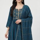 Women's Teal Blue Ethnic Set, टील ब्लू, small
