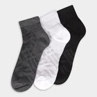Men's Dark Charcoal Gray and Jet Black Regular Fit Geometric Pattern Pack of 3 Socks, काला, small image number null