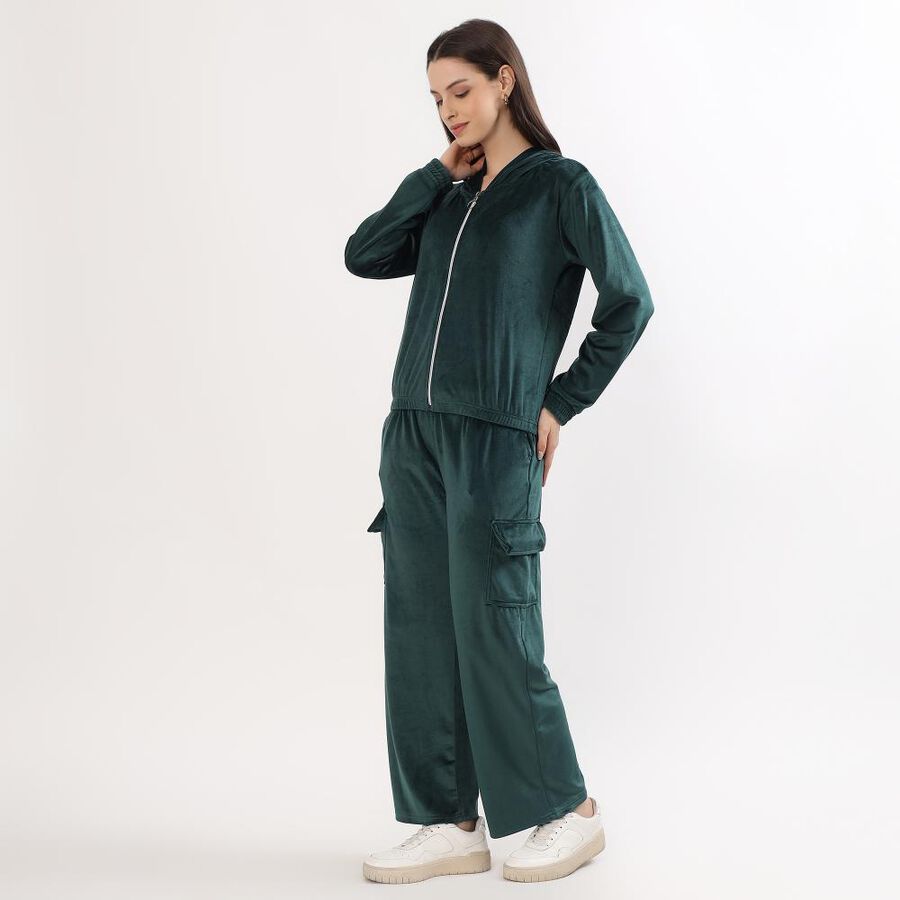 Women's Deep Forest Green Hooded Track suit, गहरा हरा, large image number null