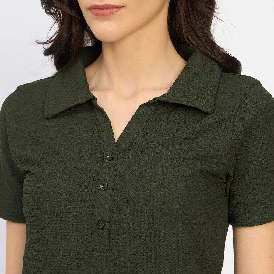 Ladies' Polo T-Shirt, गहरा हरा, large