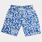 Boys' Blue Cotton Regular Fit Bermuda Shorts, Mid Blue, small