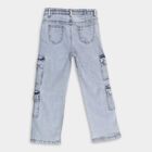 Girls' Light Blue Relaxed Fit Cargo Jeans, Light Blue, small image number null