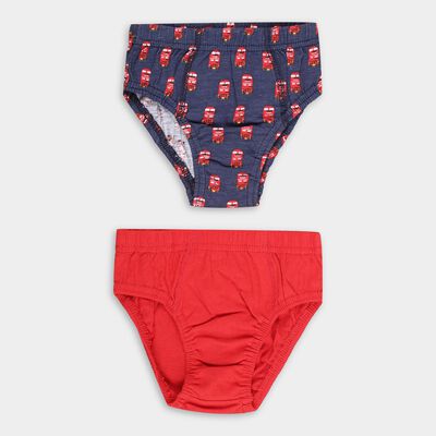Boys' Solid Red and Navy Printed Cotton Briefs