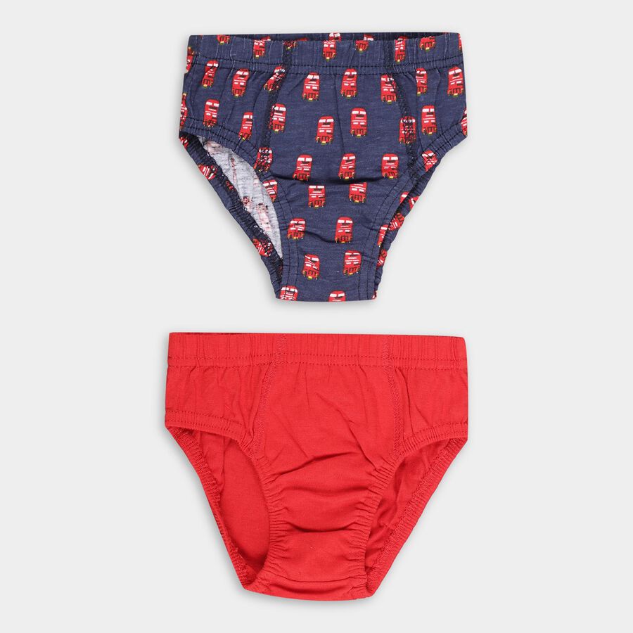 Boys' Solid Red and Navy Printed Cotton Briefs, नेवी ब्लू, large image number null