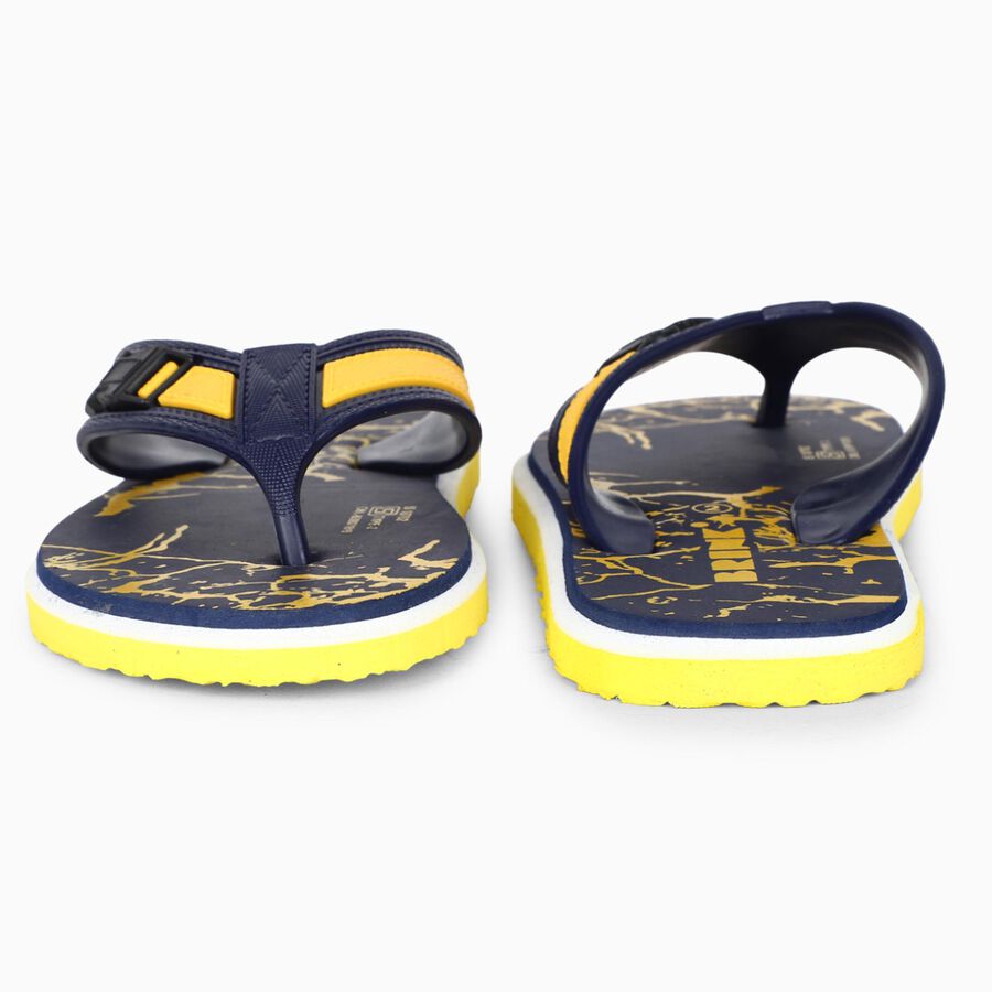 Kids Yellow Printed Flip-Flop Slippers, पीला, large
