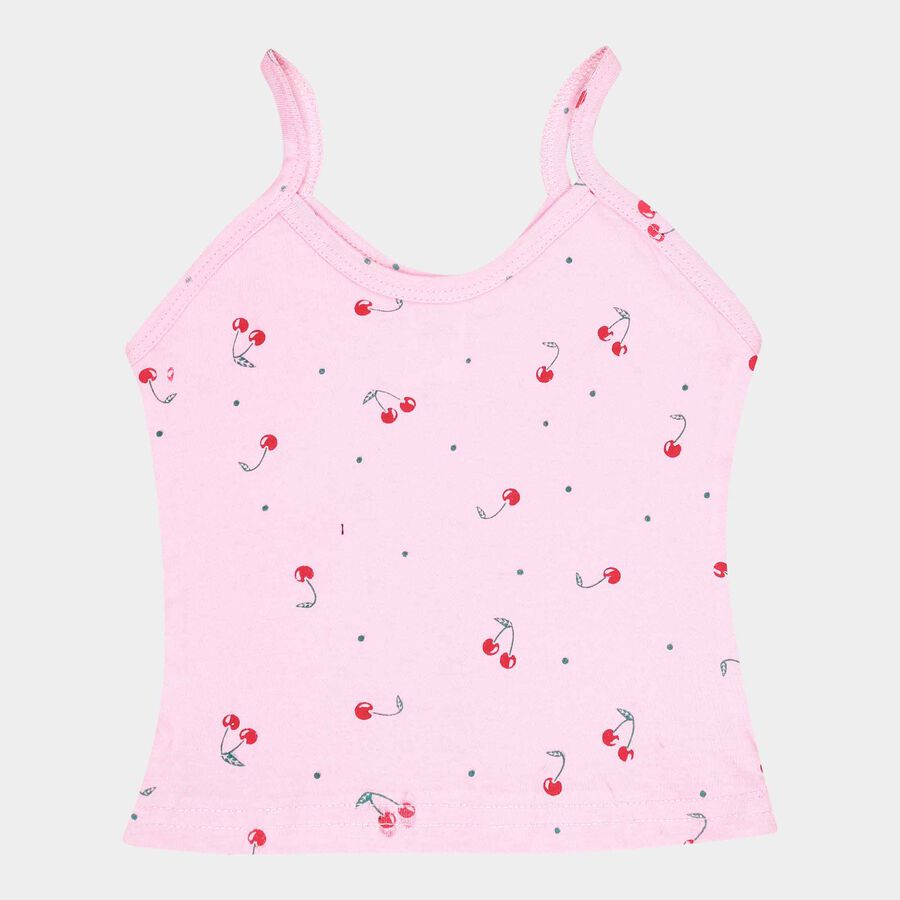 Girls Cotton Solid Vest, Pink, large image number null