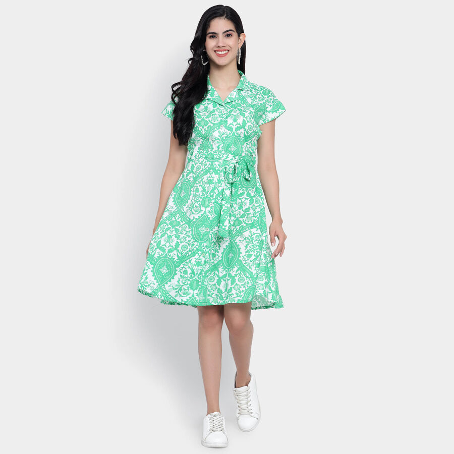 All Over Print Skater Dress, Light Green, large image number null