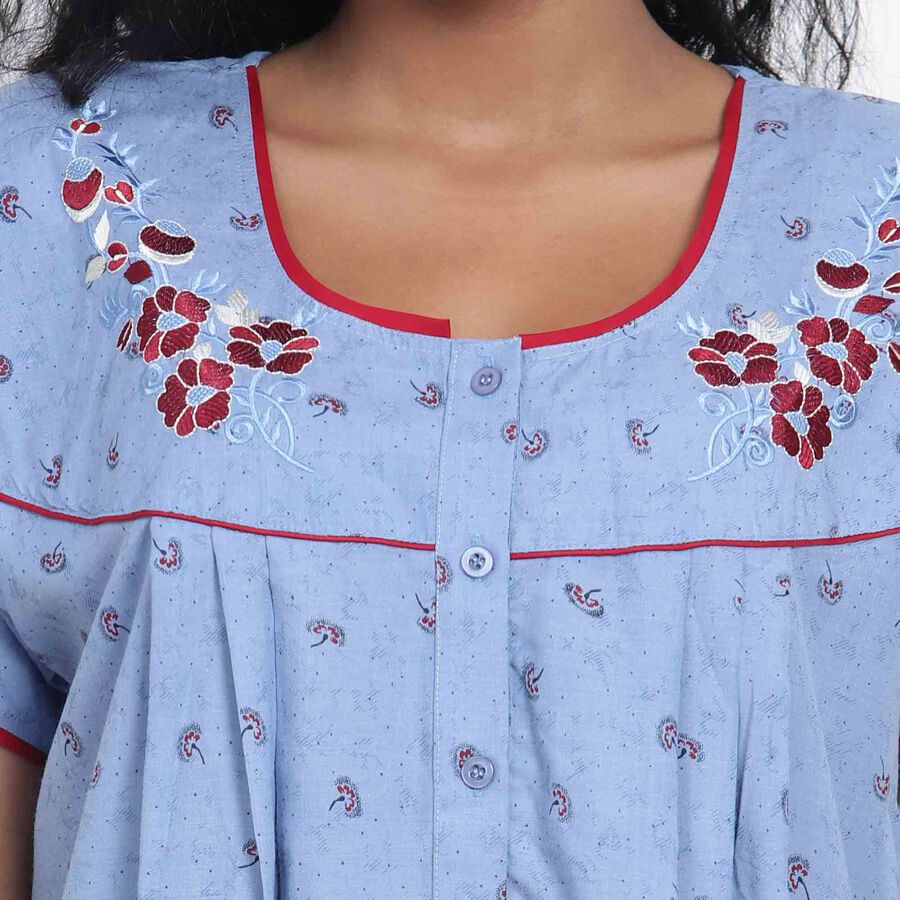 Printed Nighty, Mid Blue, large image number null