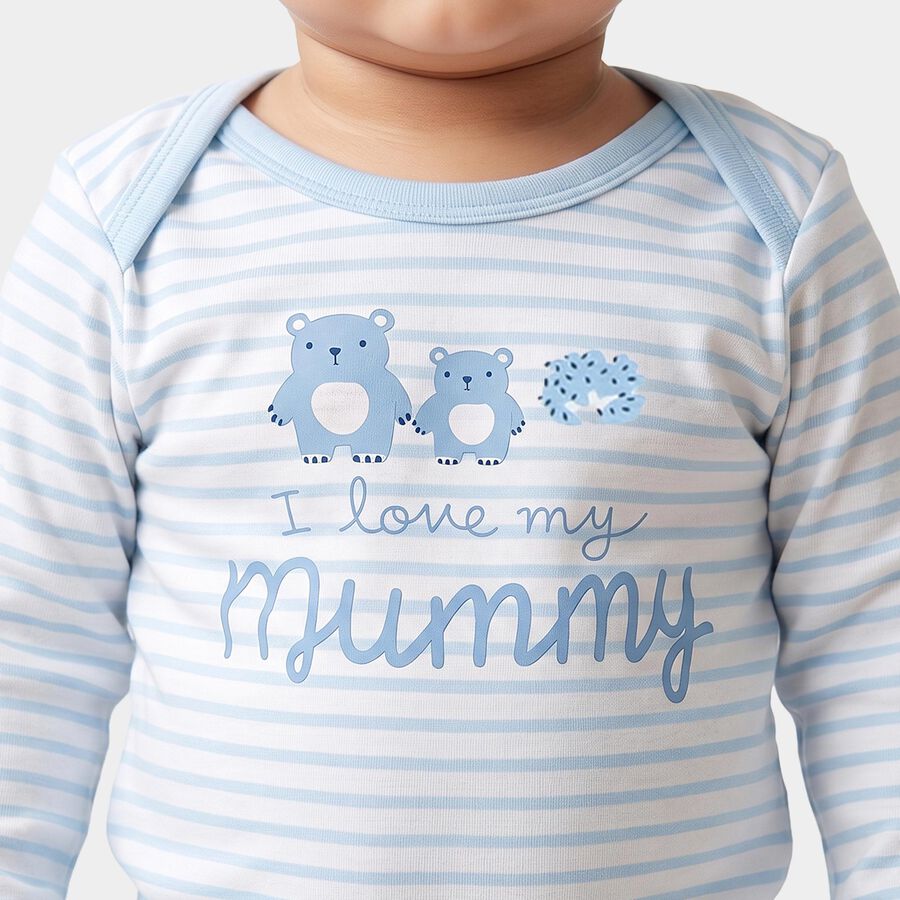 Infants' Light Blue 100% Cotton Round Neck Baba Suit, Light Blue, large
