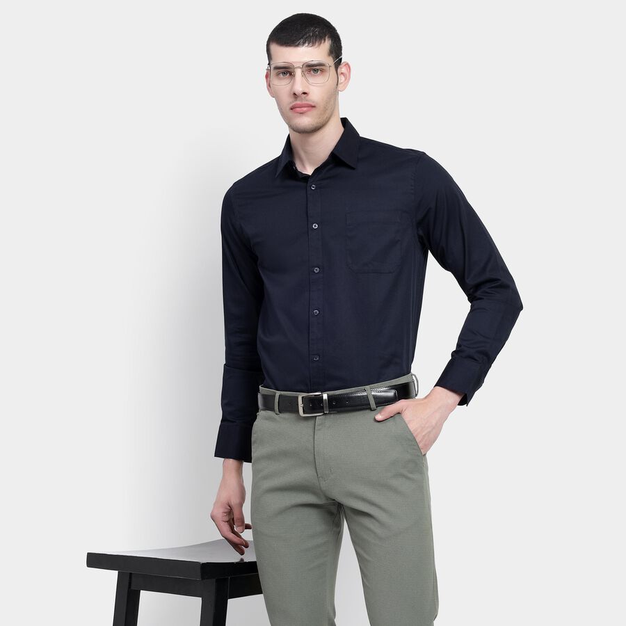 Men's 100% Cotton Formal Shirt , नेवी ब्लू, large image number null
