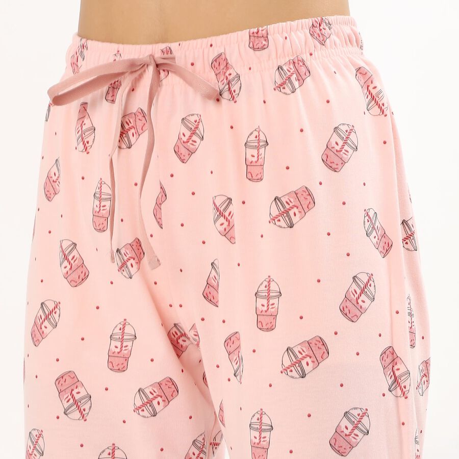 Women's Light Grey Relaxed Fit Cotton Blend Pyjama, हल्का गुलाबी, large