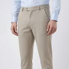 Men's Beige Slim Fit Casual Trousers, गहरा पीला, small