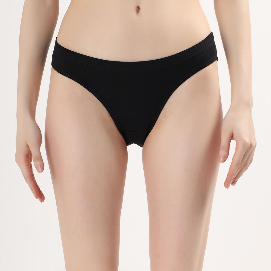 Ladies' 100% Cotton Panty , Black, large image number null