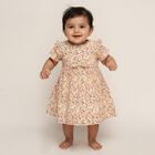 Infants' Pastel Floral Ruffled Sleeve Cotton Frock, ऑफ व्हाइट, small image number null