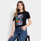 Cotton Round Neck T-Shirt, Black, small image number null