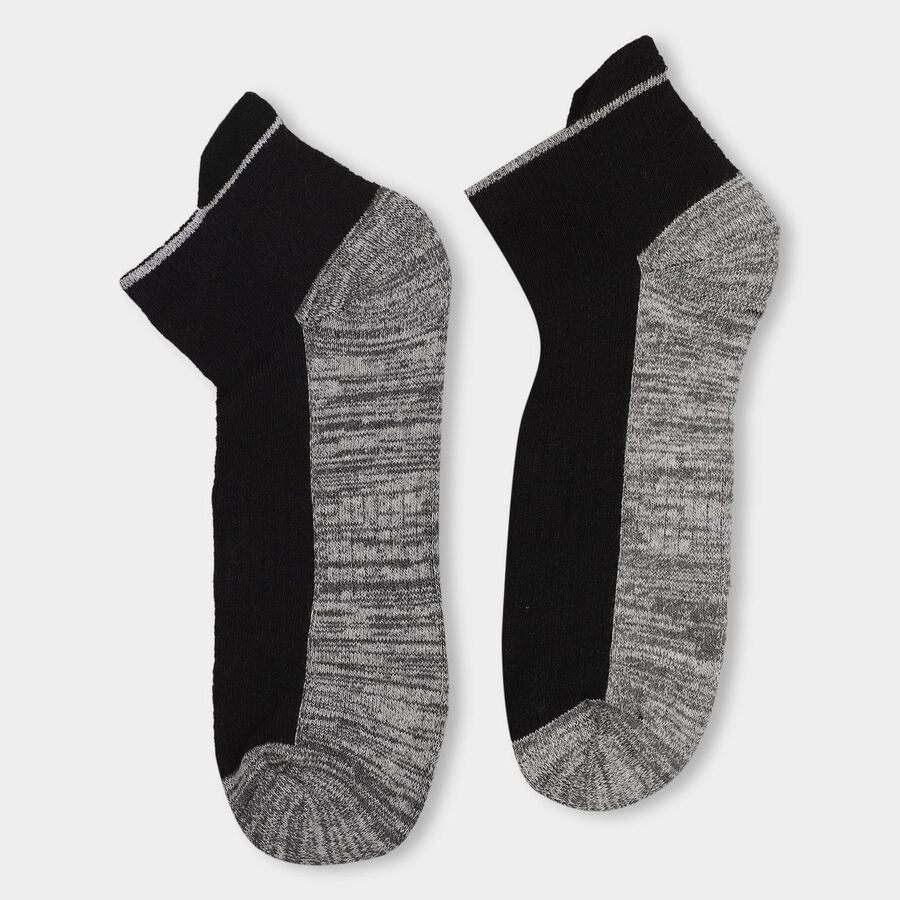 Men's Mixed Colors Ankle Sports Socks Pack of 3, Black, large