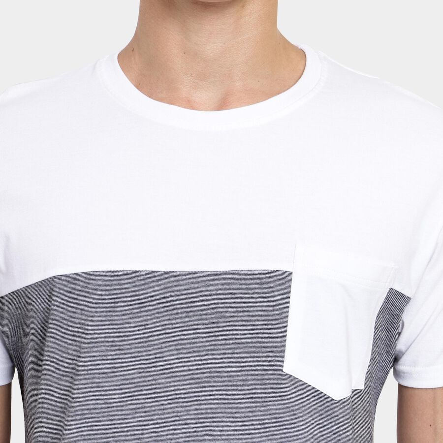 Men's 100% Cotton Round Neck Half Sleeves T-Shirt, White, large image number null