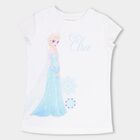 Girls' Bright Snow White Round Neck Casual T-Shirt, White, small