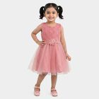 Girls' Pink Fit and Flare Lace Bodice Party Wear Frock, Light Pink, small