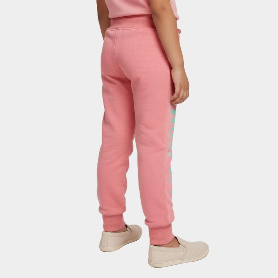 Girls' Bright Coral Pink Text Print Elastic Waist Pyjama, मूँगा (कोरल), large image number null