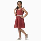 Girls' Bright Pink Sleeveless Casual Dress, रस्ट, small