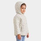 Girls Cream Hooded Puffer Jacket, Off White, small