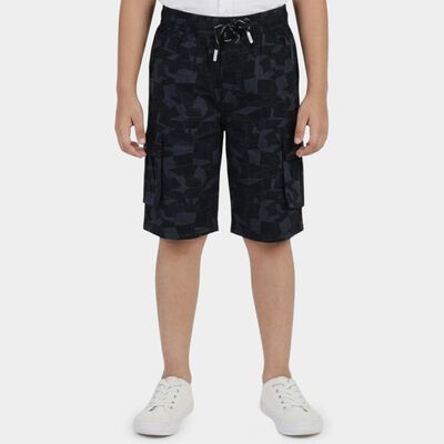 Boys' Navy Cotton Relaxed Fit Jamaican Shorts