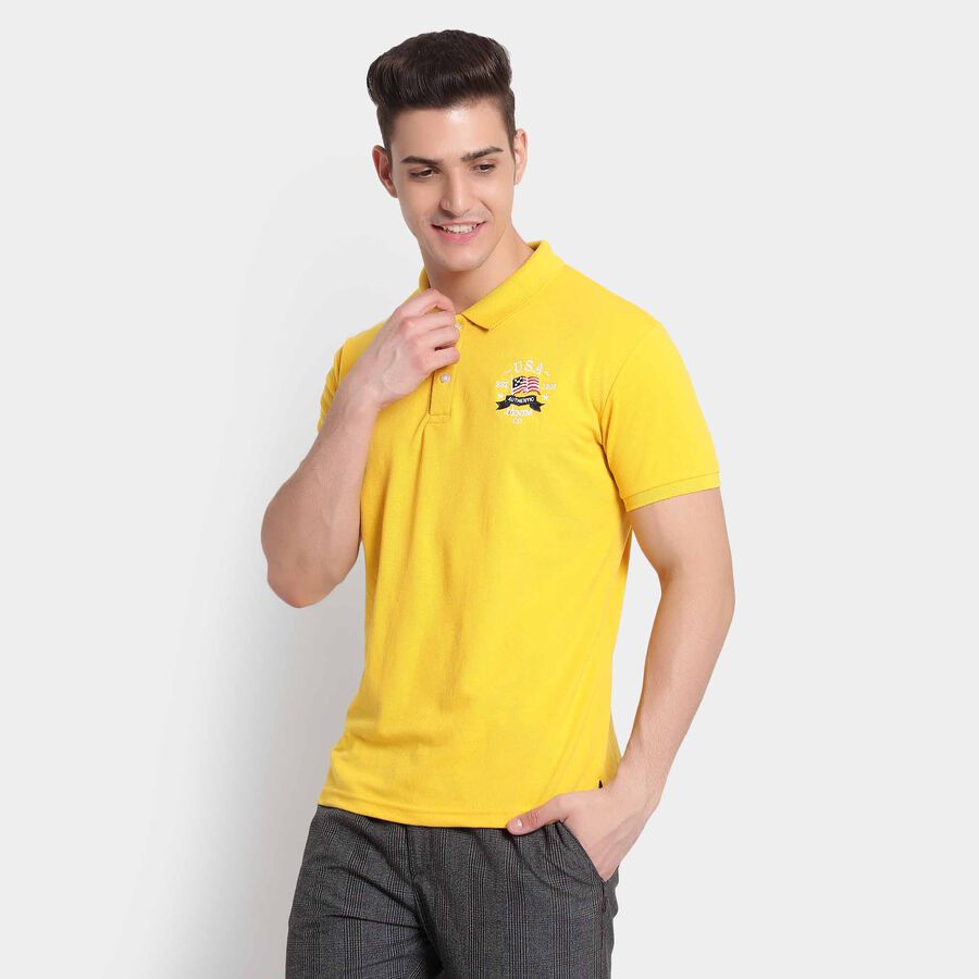 सॉलिड पोलो शर्ट, पीला, large image number null