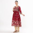Women's Burgundy V-Neck Embroidered Anarkali Kurta, Fuchsia, small image number null