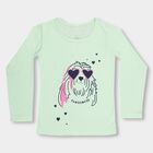 Girls' Light Mint Green Round Neck Casual Top, हल्का हरा, small image number null