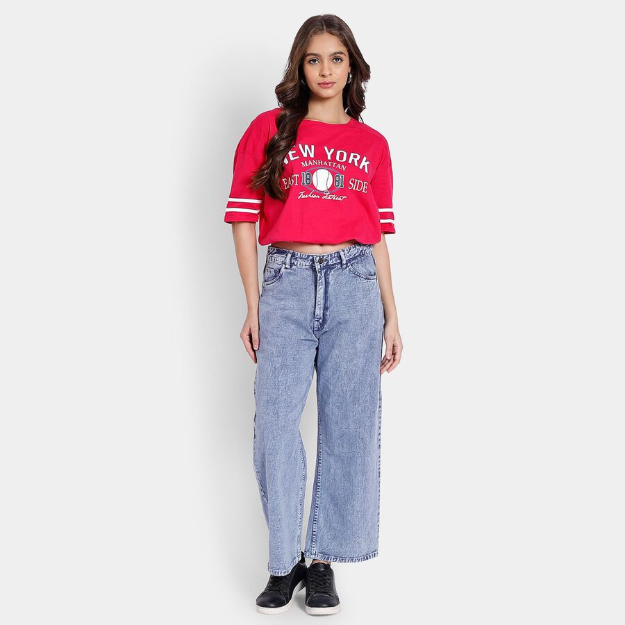 Ladies' 100% Cotton Crop  Top, गुलाबी, large image number null