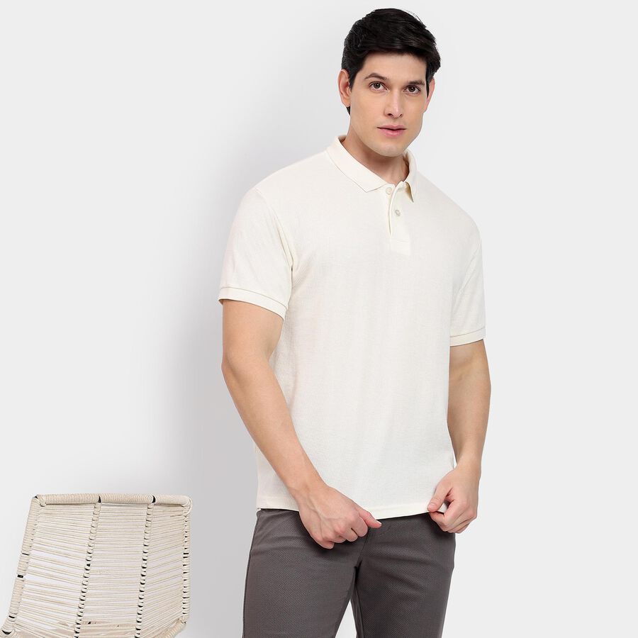 Men's Collared Half Sleeves T-Shirt, ऑफ व्हाइट, large image number null