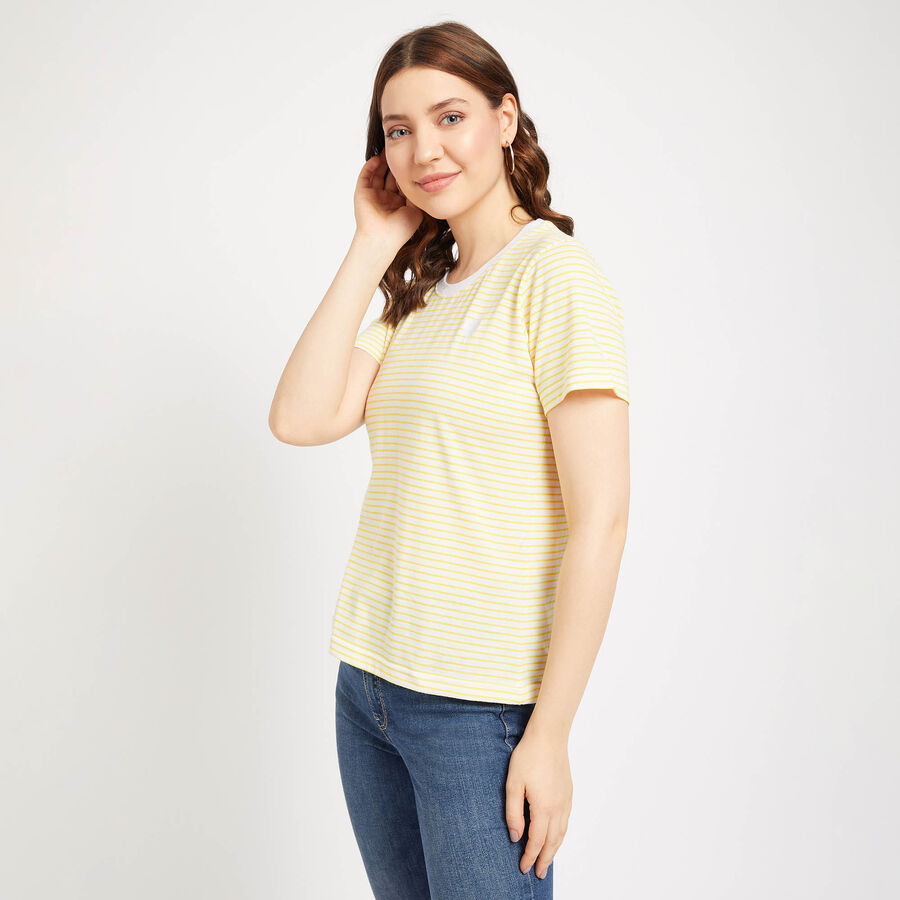 All Over Print Round Neck T-Shirt, पीला, large image number null